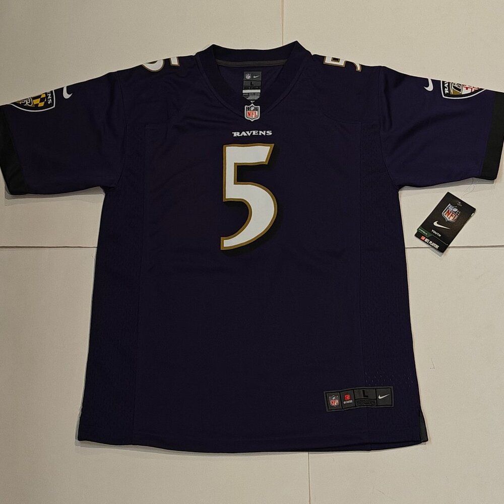 NWT Baltimore Ravens Joe Flacco Purple Nike NFL Vintage Jersey Boys L 14-16